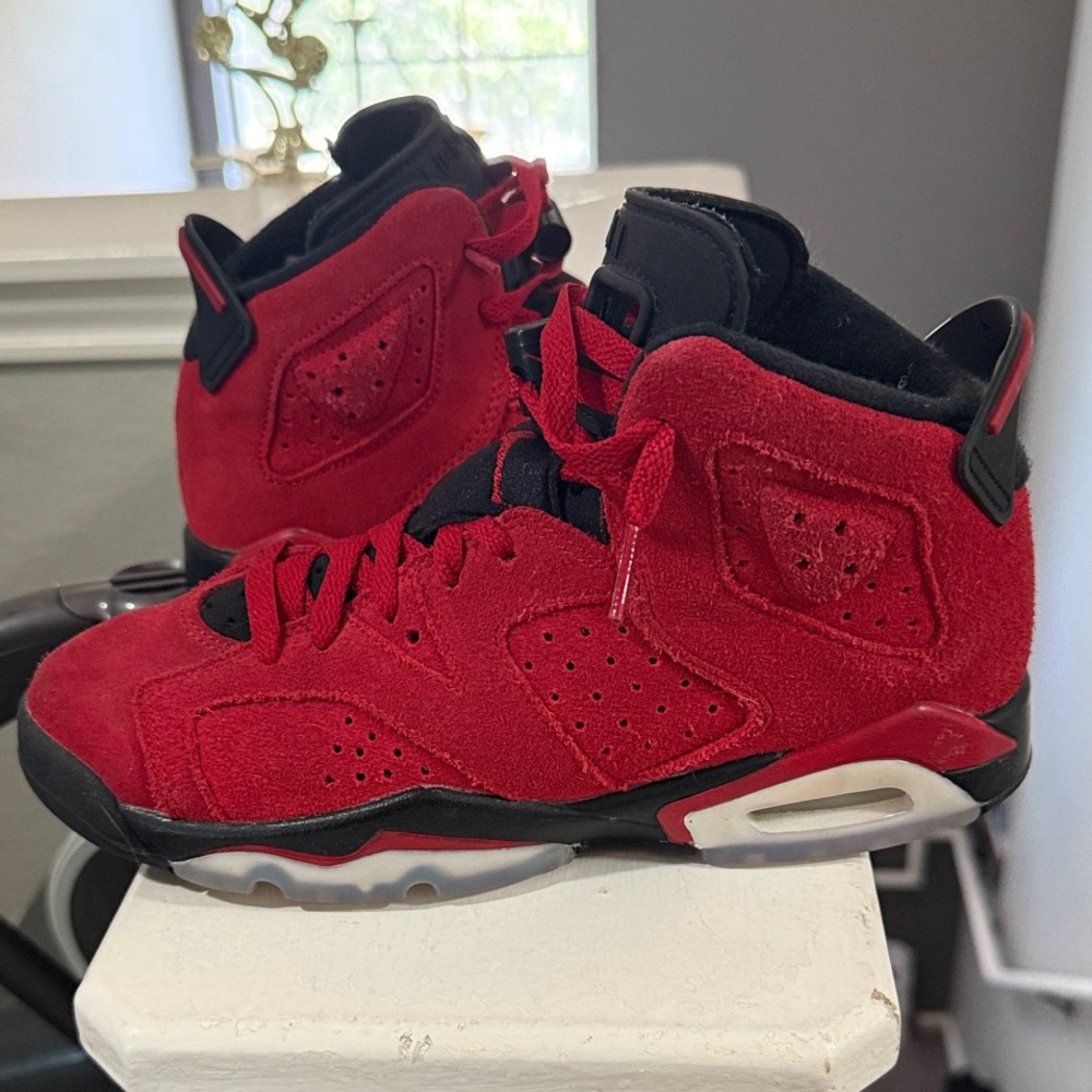 Jordan Kids Red and Black High-Top Sneakers